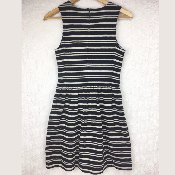J. Crew Black Cream Textured Striped Dress - Picture 6 of 7